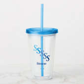 Acryl Tumbler - Gearceerde Initialen, Naam in Blue Acryl Drinkbeker (Voorkant)