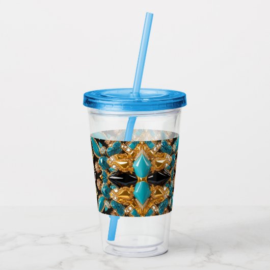 Acryl Tumbler met Bahamas Kleuren Ontwerp Acryl Drinkbeker (Achterkant)