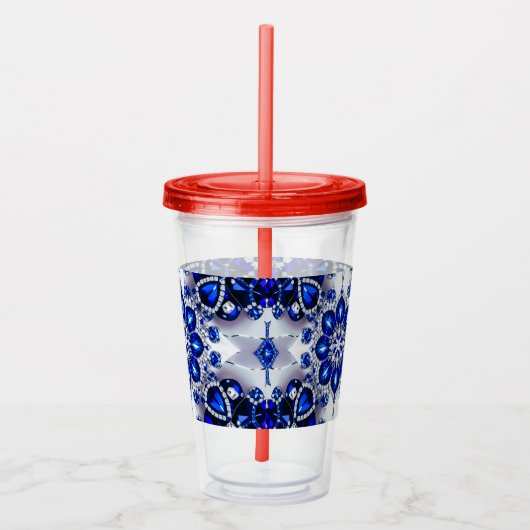 Acryl Tumbler met Blauw Wit Kleuren Ontwerp Acryl Drinkbeker (Rechts)