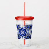 Acryl Tumbler met Blauw Wit Kleuren Ontwerp Acryl Drinkbeker (Voorkant)