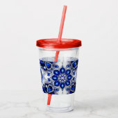 Acryl Tumbler met Blauw Wit Kleuren Ontwerp Drinkbeker (Achterkant)