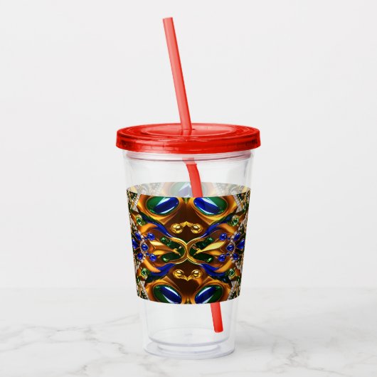 Acryl Tumbler met Brazilië Kleuren Ontwerp Acryl Drinkbeker (Links)