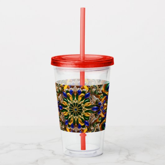 Acryl Tumbler met Brazilië Kleuren Ontwerp Acryl Drinkbeker (Voorkant)