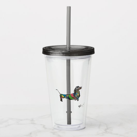 Acryl Tumbler met Dachshund Drinkbeker (Voorkant)