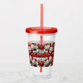 Acryl Tumbler met Engels Rozen Ontwerp Acryl Drinkbeker (Rechts)