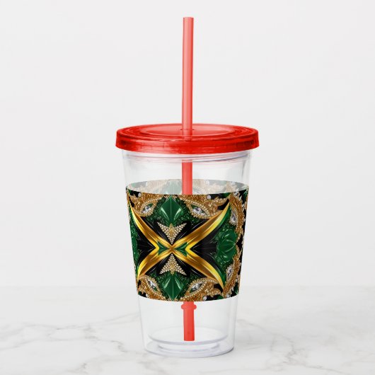 Acryl Tumbler met Jamaicaanse kleuren Design Acryl Drinkbeker (Voorkant)