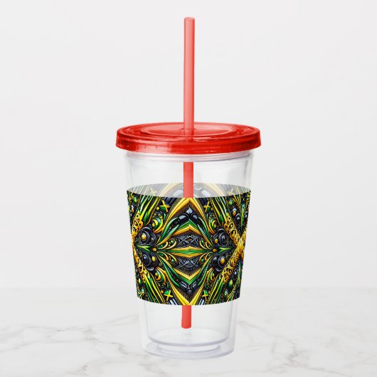 Acryl Tumbler met Jamaicaanse kleuren Design Acryl Drinkbeker (Rechts)