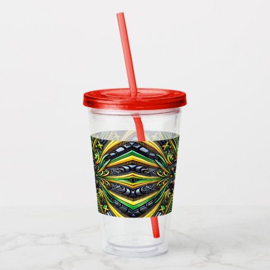 Acryl Tumbler met Jamaicaanse kleuren Design Acryl Drinkbeker (Links)