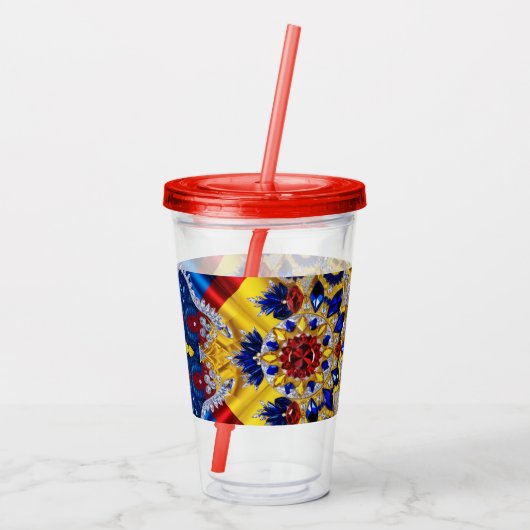 Acryl Tumbler met Roemeense kleuren Design Acryl Drinkbeker (Achterkant)