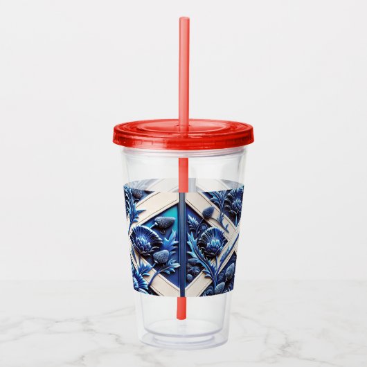 Acryl Tumbler met Schots Thistles Design Acryl Drinkbeker (Rechts)