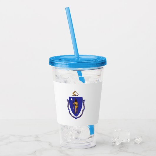 Acryl Tumbler met vlag van Massachusetts Drinkbeker (Voorkant ijs)