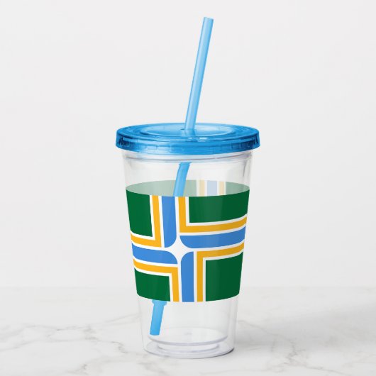 Acryl Tumbler met vlag van Portland Acryl Drinkbeker (Achterkant)