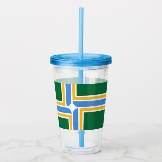 Acryl Tumbler met vlag van Portland Acryl Drinkbeker (Voorkant)