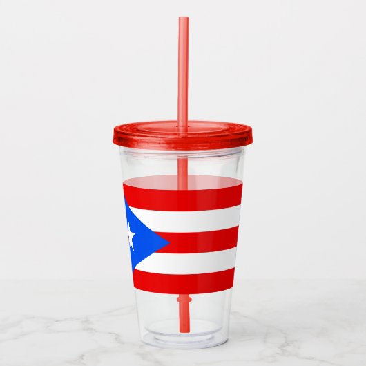 Acryl Tumbler met vlag van Puerto Rico Acryl Drinkbeker (Voorkant)