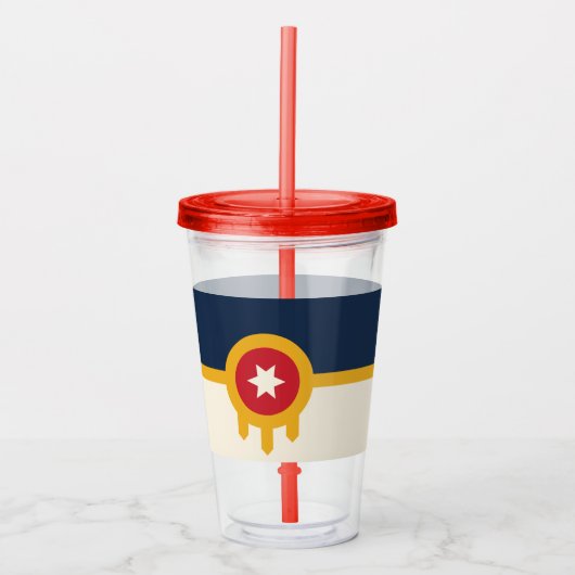 Acryl Tumbler met vlag van Tulsa, Oklahoma Acryl Drinkbeker (Voorkant)