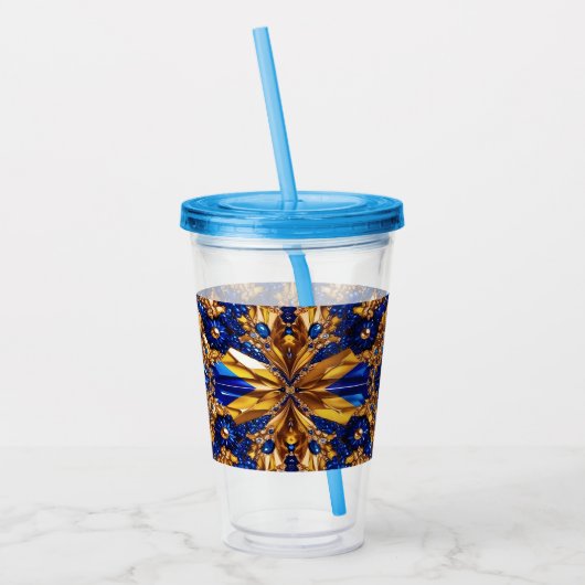 Acryl Tumbler met Zweden Kleuren Ontwerp Acryl Drinkbeker (Links)