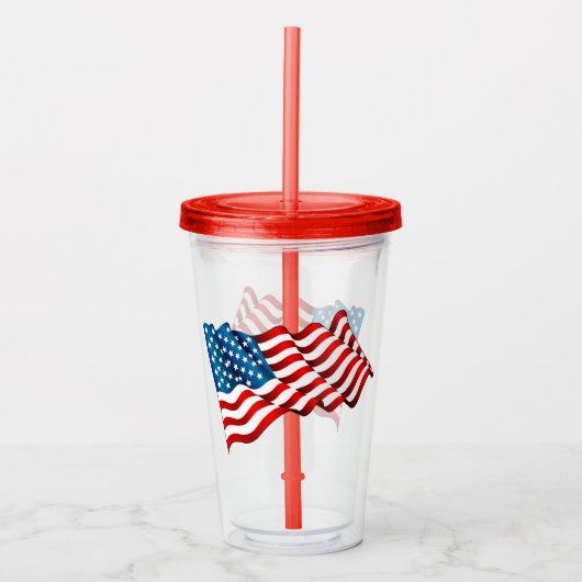 Acryl Tumbler & Stro-USA Vlag Drinkbeker (Voorkant)