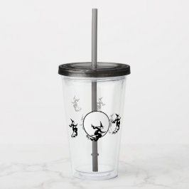 Acryl tumbler - Vliegende heksen en volle maan Drinkbeker