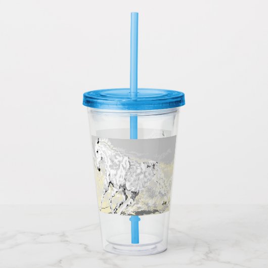 Acryl Tumbler: witte hengst Drinkbeker (Voorkant)
