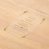 Acryl uitnodiging Trouwdag Gouden Hoek Frame (Laagn)