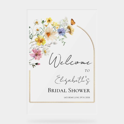 Acryl Vrijgezellenfeest welkomstbord | wilde bloem Acryl Bord (Voorkant)