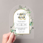 ACRYL Wedding nodigt Boho White Roses Rustic uit Acryl Uitnodigingen (Insitu (Draagbaar))