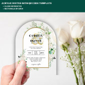 ACRYL Wedding nodigt Boho White Roses Rustic uit Acryl Uitnodigingen