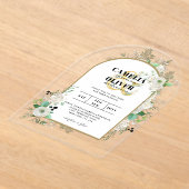 ACRYL Wedding nodigt Boho White Roses Rustic uit Uitnodigingen (Laagn)