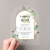 ACRYL Wedding nodigt Boho White Roses Rustic uit Uitnodigingen (Insitu (Draagbaar))