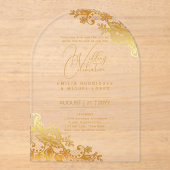 ACRYL Wedding nodigt gouden kant tekst elegant uit Acryl Uitnodigingen (Voorkant)