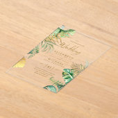 ACRYL Wedding nodigt tropisch Gold Leaf Beach uit Acryl Uitnodigingen (Laagn)