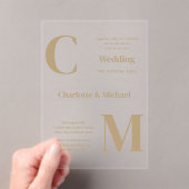 ACRYL Wedding nodigt uit GOUD TEKST Minimale vet Acryl Uitnodigingen (Insitu (Draagbaar))