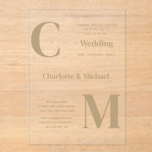 ACRYL Wedding nodigt uit GOUD TEKST Minimale vet Acryl Uitnodigingen (Voorkant)