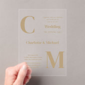 ACRYL Wedding nodigt uit GOUD TEKST Minimale vet Uitnodigingen (Insitu (Draagbaar))