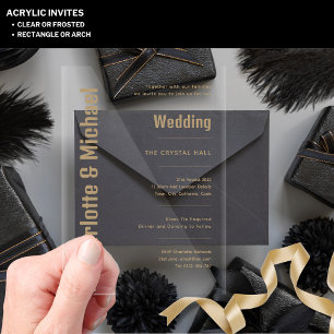ACRYL Wedding nodigt uit GOUDEN TEKST Vet Modern Uitnodigingen