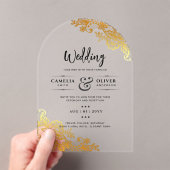 ACRYL Wedding nodigt uit tot elegante gouden kant Acryl Uitnodigingen (Insitu (Draagbaar))
