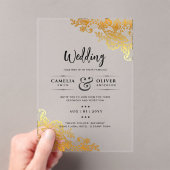 ACRYL Wedding nodigt uit tot elegante gouden kant Acryl Uitnodigingen (Insitu (Draagbaar))