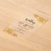 ACRYL Wedding nodigt uit tot elegante gouden kant Acryl Uitnodigingen (Laagn)