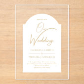 ACRYL Wedding nodigt uit tot WIT GOUD Uniek Modern Acryl Uitnodigingen (Voorkant)
