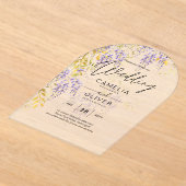 ACRYL Wedding nodigt Wisteria Paarse Bloemen uit Acryl Uitnodigingen (Laagn)