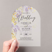ACRYL Wedding nodigt Wisteria Paarse Bloemen uit Acryl Uitnodigingen (Insitu (Draagbaar))