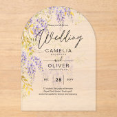 ACRYL Wedding nodigt Wisteria Paarse Bloemen uit Acryl Uitnodigingen (Voorkant)