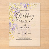 ACRYL Wedding nodigt Wisteria Paarse Bloemen uit Acryl Uitnodigingen (Voorkant)
