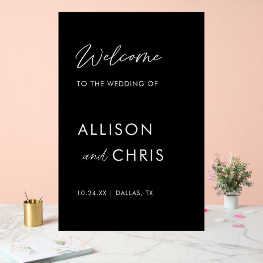 Acryl Welkom Op De Bruiloft Zwart Acryl Bord (Huwelijk)