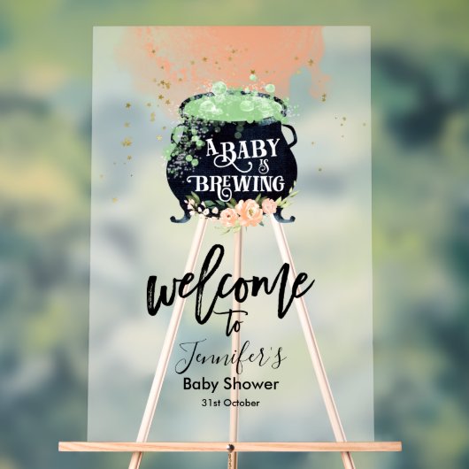 Acryl Welkomstbord | Perzik Halloween Baby shower Acryl Bord (Neutraal)