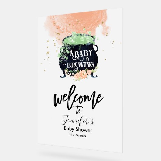 Acryl Welkomstbord | Perzik Halloween Baby shower Acryl Bord (Hoek)