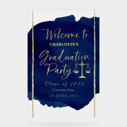 Acryl Welkomstfeestbord | Rechtenfaculteit Afstude Acryl Bord (Voorkant)