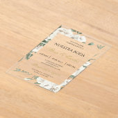 Acryl witte bloemen bruiloft uitnodigingen (Laagn)