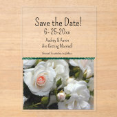 Acryl witte rozen Bewaar de datum Acryl Uitnodigingen (Voorkant)