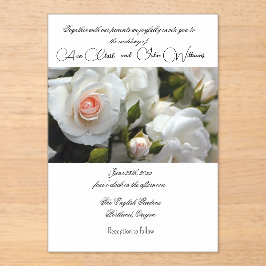 Acryl witte rozen bruiloft uitnodiging